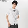 INCERUN Men Short Sleeve Bittons Shirts Summer Casual T-shirts
