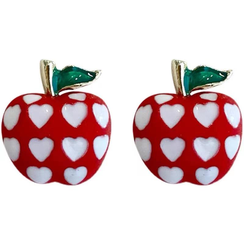 Christmas Red Apple Winter New Festive Sweet Versatile Girl New Year's Transfer Safe Meaning Earrings
