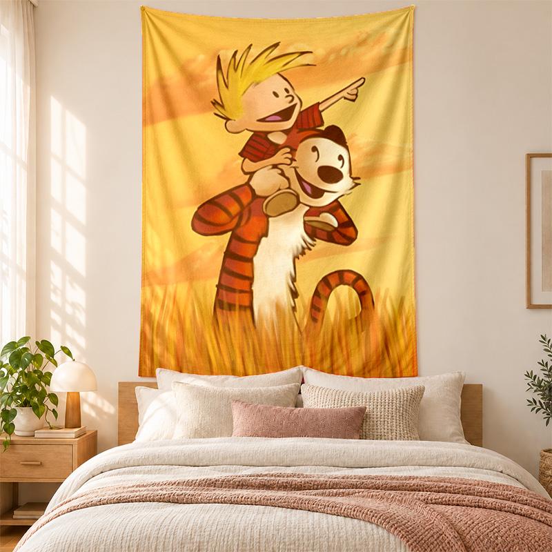 Arazzo Calvin e Hobbes alta qualità per decorare pareti di soggiorno camera da letto dormitorio ideale come arte da parete per camera da letto o regalo di festa