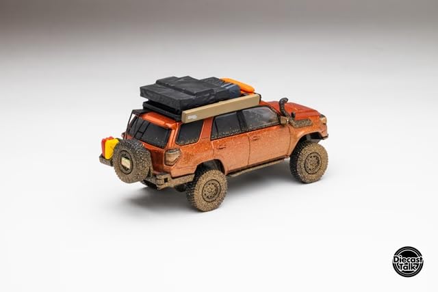 FREESTYLE Gaincorp Products Scale Toyota 4Runner Widebody Overland DiecastTalk Custom Inferno Orange Finished Model 1/64 (Muddy) DTG0018-ORM