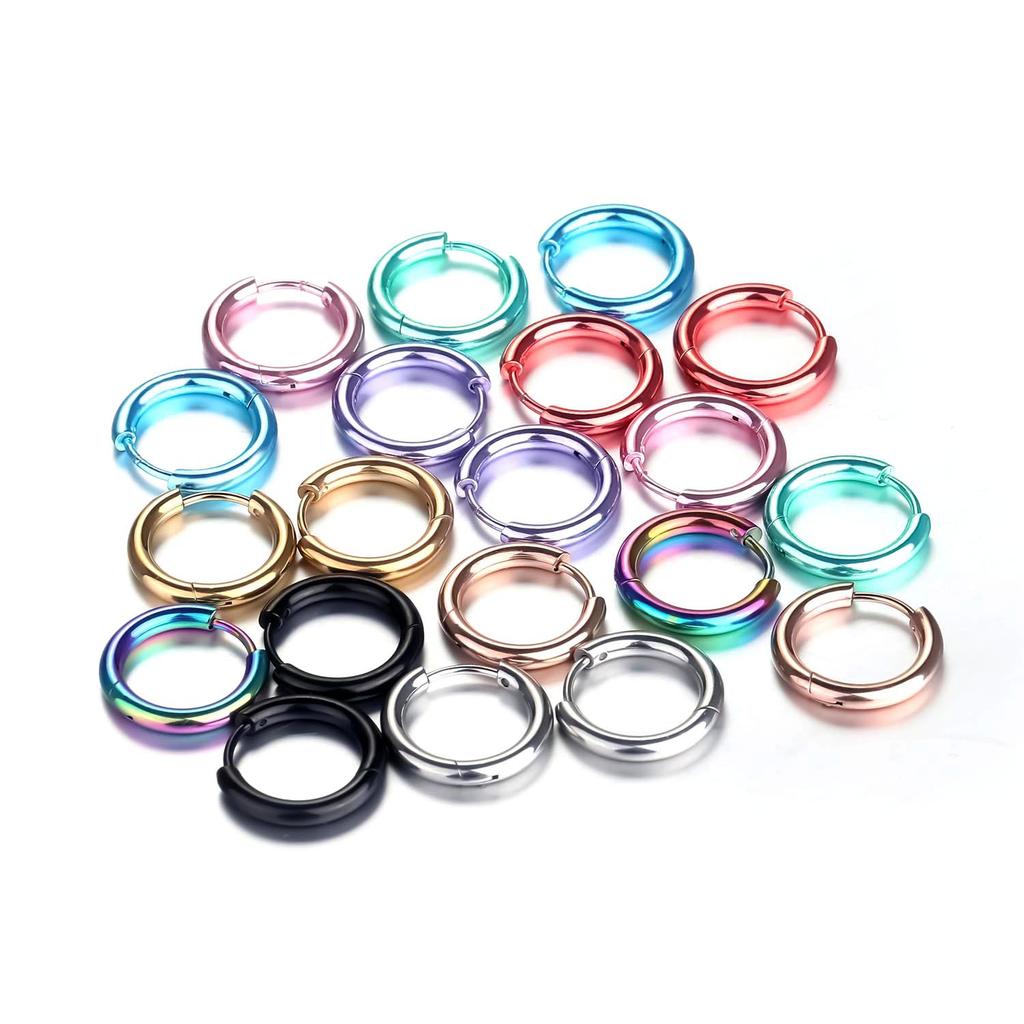 8/10/12/14/16/18/20mm Huggies Hoop Earring Helix Piercing Cartilage Hoops Tragus Earring Lobe Jewelry Pink Unisex Rook Earrings