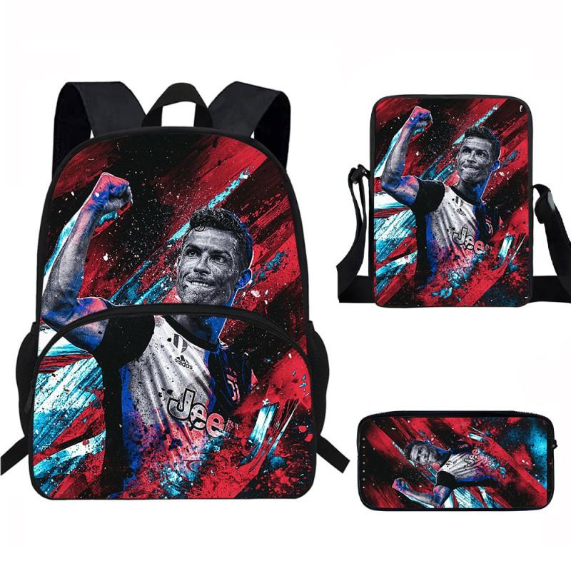 Set Zaino Scolastico CR7 per Bambini Tessuto Oxford Borsa a Doppio Scomparto con Tasca Frontale Astuccio Tracolla Ergonomico Dorsale