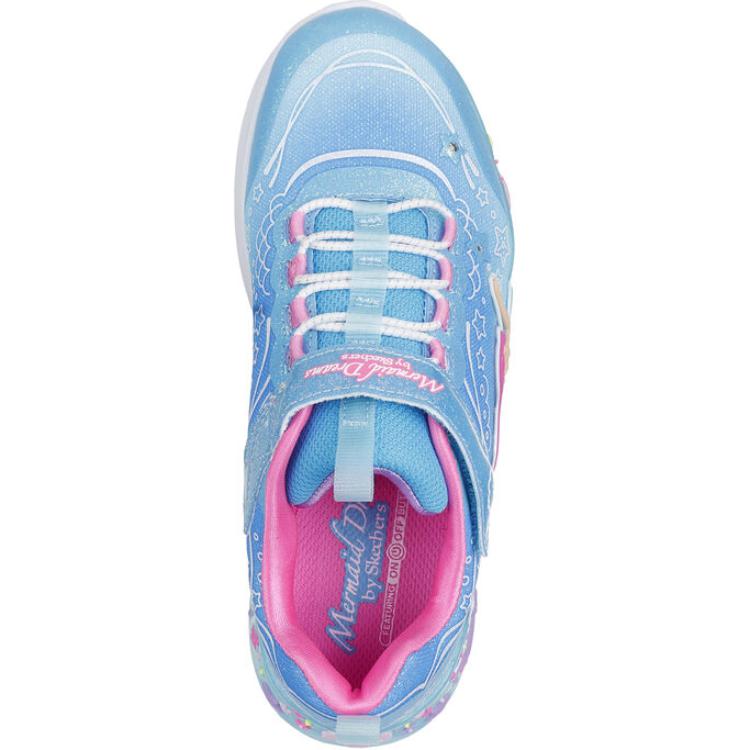 Skechers S-Lights Mermaid Dreams Trendy Comfortable Slip-Resistant Durable Low-Top Casual Shoes Kids sneaker Blue 303060L-BLMT