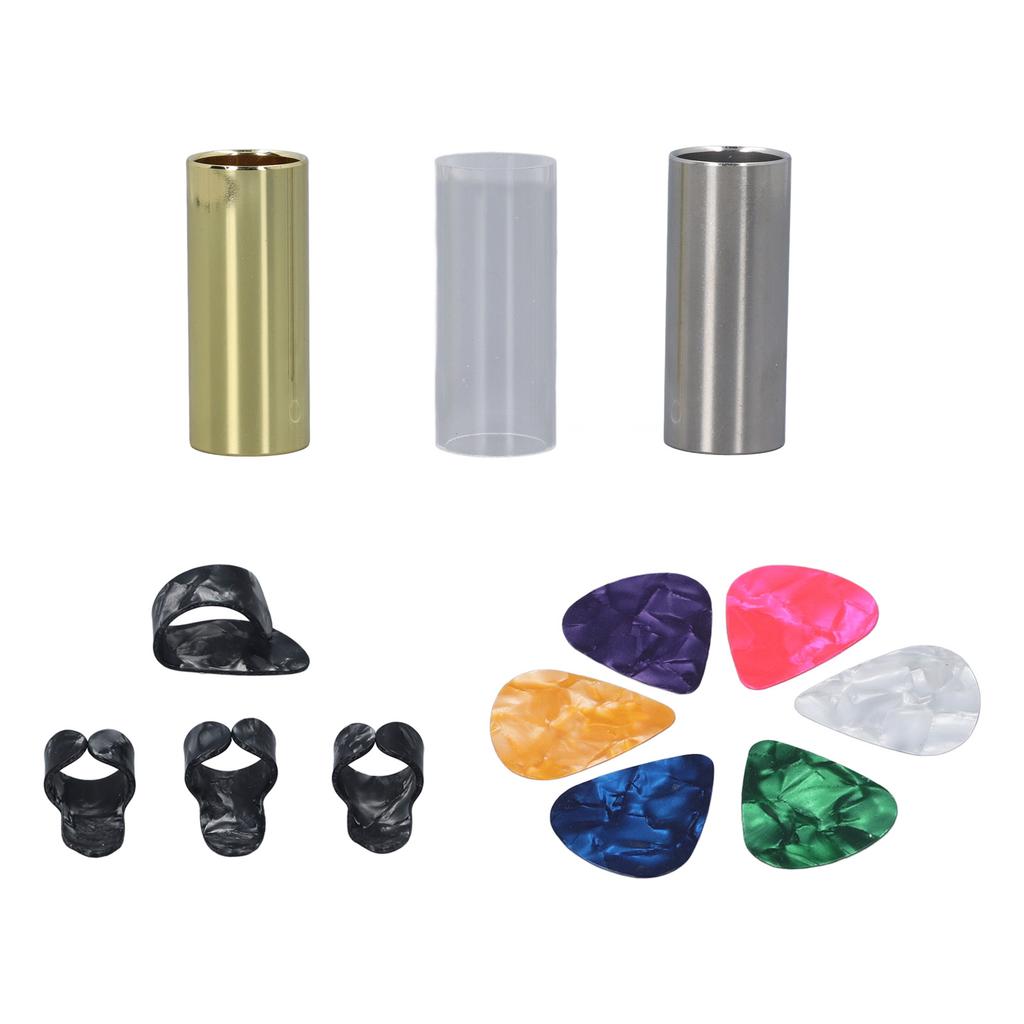 Zestaw Slide do Gitary Stal Nierdzewna Akryl Mosiądz z Kostkami na Kciuk i Palce Zamiennik do Gitary Akustycznej