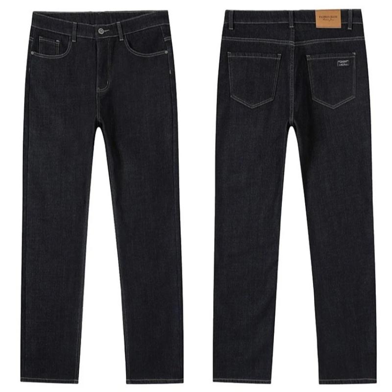 Men's Fleece Lined Thicken Jeans Winter Warm Stretch Slim Fit Denim Pants Comfortable Soft Trousers for Daily Work Wear Clothing