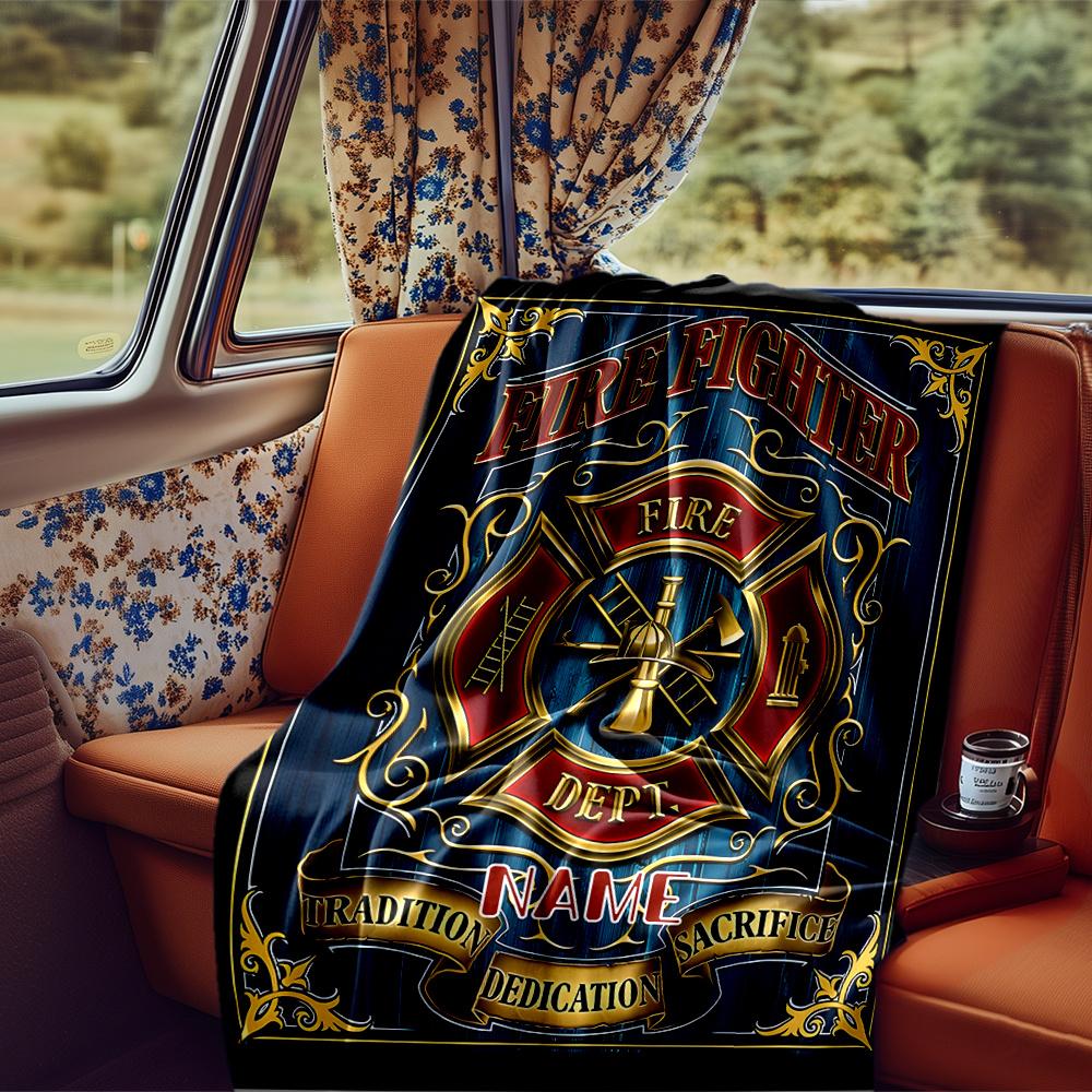 Firefighter Emblem With Tradition And Dedication Blanketcustomizable With Your Namecomfortable And Stylish Perfect For Travel Beds Chairs Offices