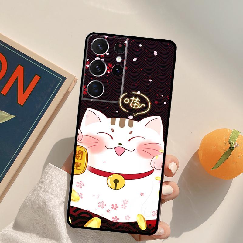 Japanese Lucky Cat Phone Case For Samsung Galaxy S23 S26 Ultra S20 S21 S22 S24 S25 S10 Plus S25 FE Back Cover