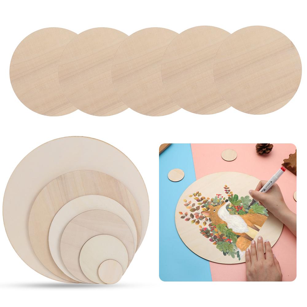 5-30cm Rodajas de Madera Natural Redondas Sin Terminar Círculos Placa en Blanco Color Sólido para Manualidades en Madera Adorno de Boda Cumpleaños Navidad