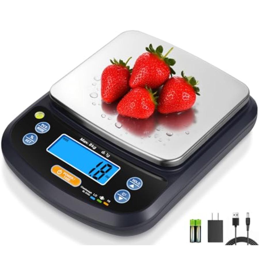 

Large Kitchen Scale 8kg/0.1oz Digital Food Scale Bakery Scale with Percentage Function IPX6 Waterproof USB Rechargeable 6 Weigh United States