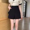 2024 New Summer High-Waisted Black A-Line Wide-Leg Pants - Casual Suit Shorts for Women