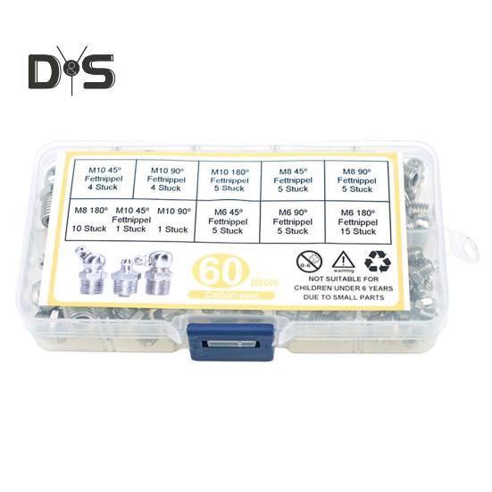 

60 шт. M6/M8/M10 смазка, аксессуары для инструментов, смазочные насадки, никелированные железные смазочные наконечники, крепления механического оборудования 60pcs