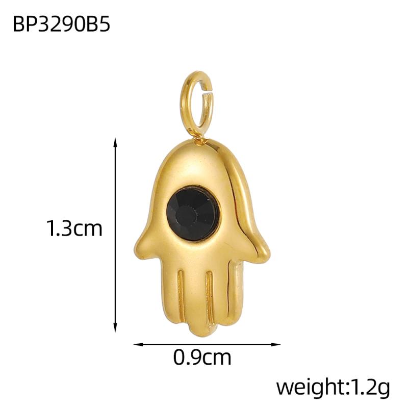 CARLIDANA Pink Blue Enamel Hamsa Hand Charms Gold Plated Charms Religious Muslim Islamic Hand of Fatima Charms DIY Jewelry