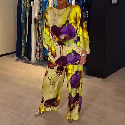 Autumn 2024 Urban Chic Off-Shoulder Batwing Sleeve Pants Set