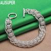 925 Sterling Silver Mesh Diamond Pattern Connecting Side Chain Simple Bracelet Gift Jewelry
