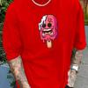 Men's Summer Cotton Fashionable Sports Loose Ice Cream Pattern Print Round Neck Short Sleeved T-shirt Top