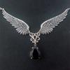 Gothic Angel Wings Black Dangle Necklace