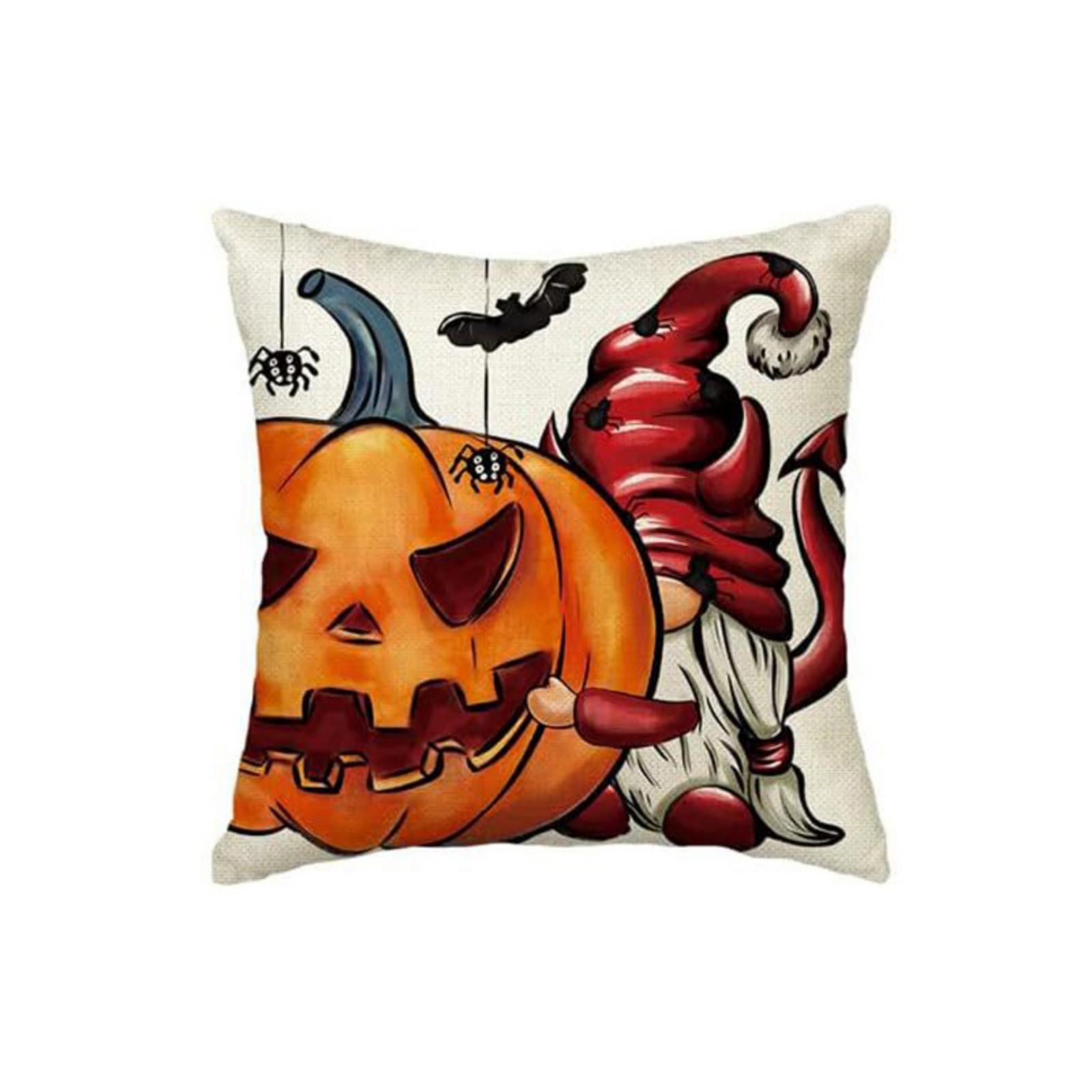 

Halloween Decorative Pillow Cover 45x45cm Halloween Pumpkin Bat Spider Print Cushion Case Sofa Bed Home Decor One Size