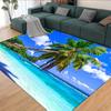 1pc Tropical Beach Print Area Rug Crystal Velvet, Non-Slip & Cushioned, Palm Tree & Ocean Design, Perfect for Living