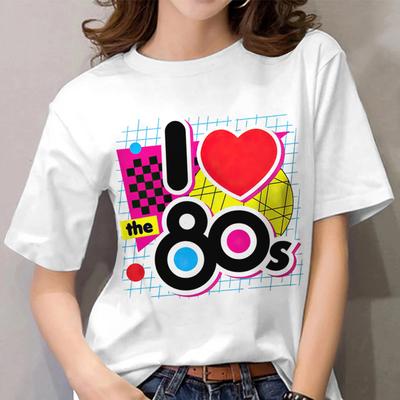 Funny T Shirt For Women Fashion O-neck Ladies Clothes Top 80's Graffiti Street Women's T-shirt Casual Summer Female Tee Shirt