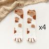 4pairs Winter Coral Fleece Cat Paw Print Socks For Women Men Warm Striped Middle Tube Socks Home Floor Sleeping Socks