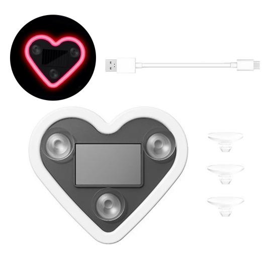 

Solar Heart Shaped LED Car Light for Triangle Window Wireless Decorative Neon Lamp for Interior Exterior Suction Cup Mount Ambient Car Lighting красный