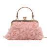 Elegant Women 3D Floral Chiffon Evening Bag Handcrafted Chain Strap Clutch Purse for Wedding Party Shoulder Crossbody
