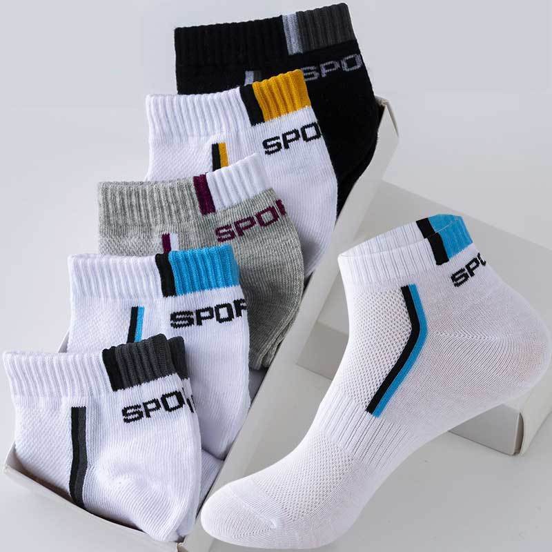 5 Pairs of Cotton Ankle Length Socks for Outdoor Sports and Running - Deodorant, Breathable, and Sweat-absorbent