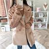 Autumn Winter Women's Mid-length Solid Color Loose Woolen Imitation Fur Coat, Thick Warm Overcoat