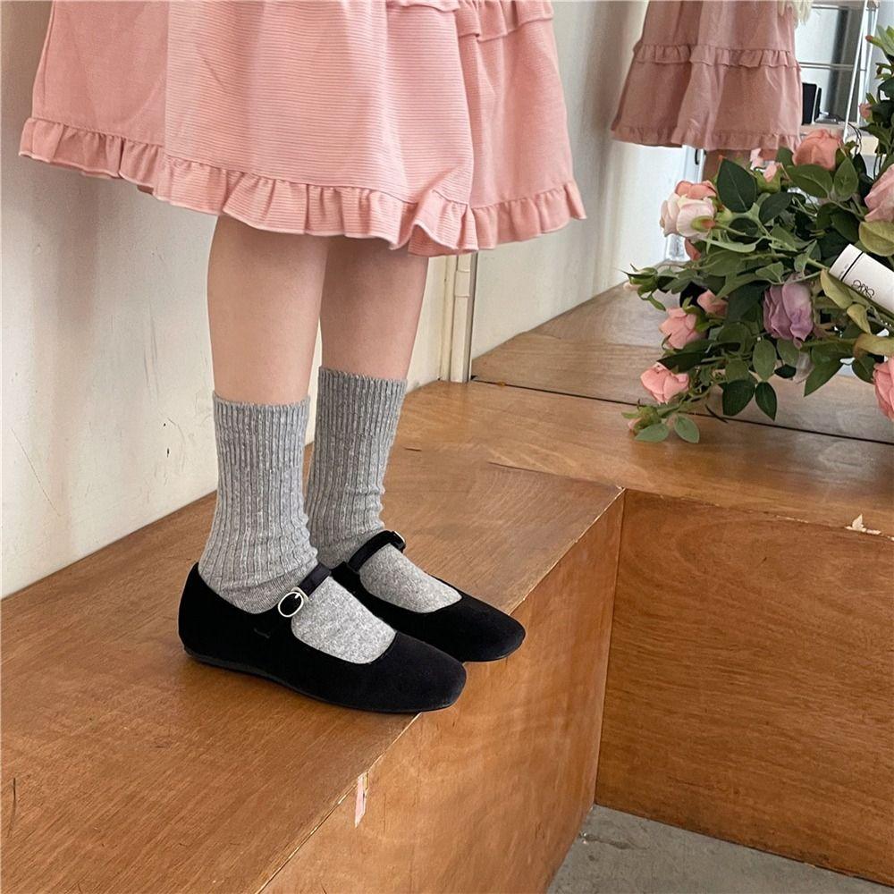 Solid Wool Cashmere Long Socks Casual Homewear Sleeping Socks  for Women & Men