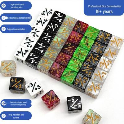 16mm Additions- & Subtraktions-Würfelset - Zahlen- und Plus/Minus-Zeichen-Würfel für MTG Brettspiele