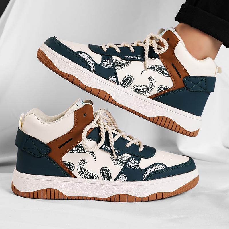 Men's Casual Shoes Trend Wear-resistant Korean Style Sneakers Students Popular Sport Shoe Street Color Blocking Lace Up Sneakers