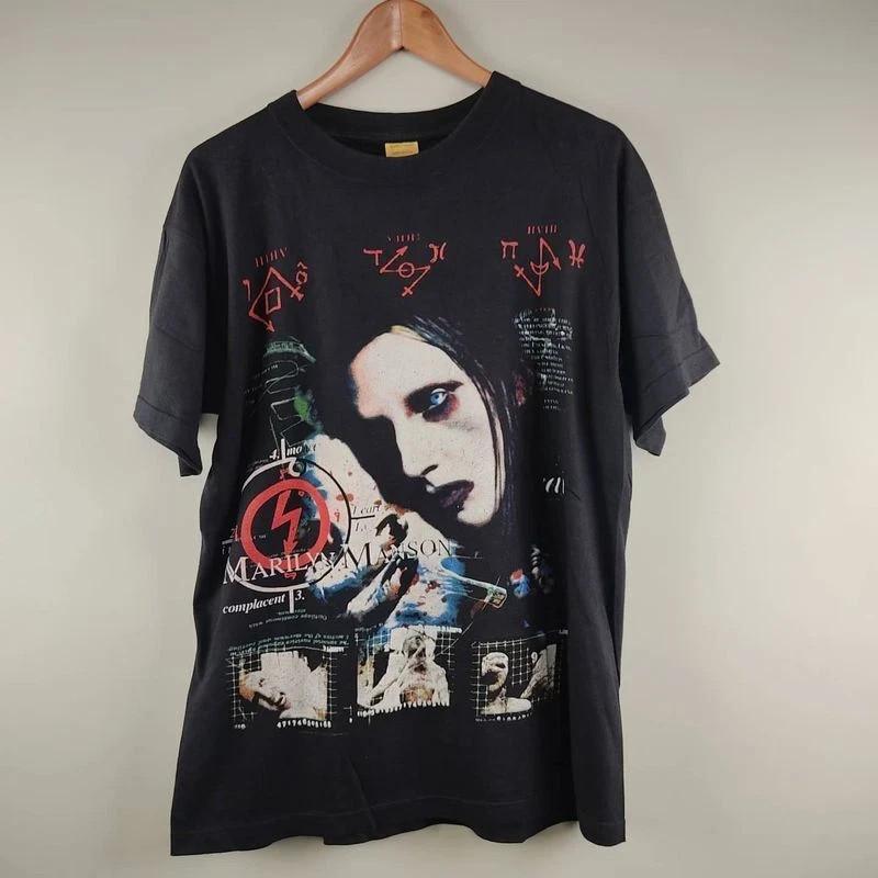 1996 Marilyn Manson Antichrist Superstar Baumwoll T-Shirt Schwarz Nachdruck KH11141