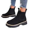 Damen Neue Britische Stil Knöchelhohe Martin Chelsea Boots Runde Zehen Winter Einfache Dicksohlige Stiefel