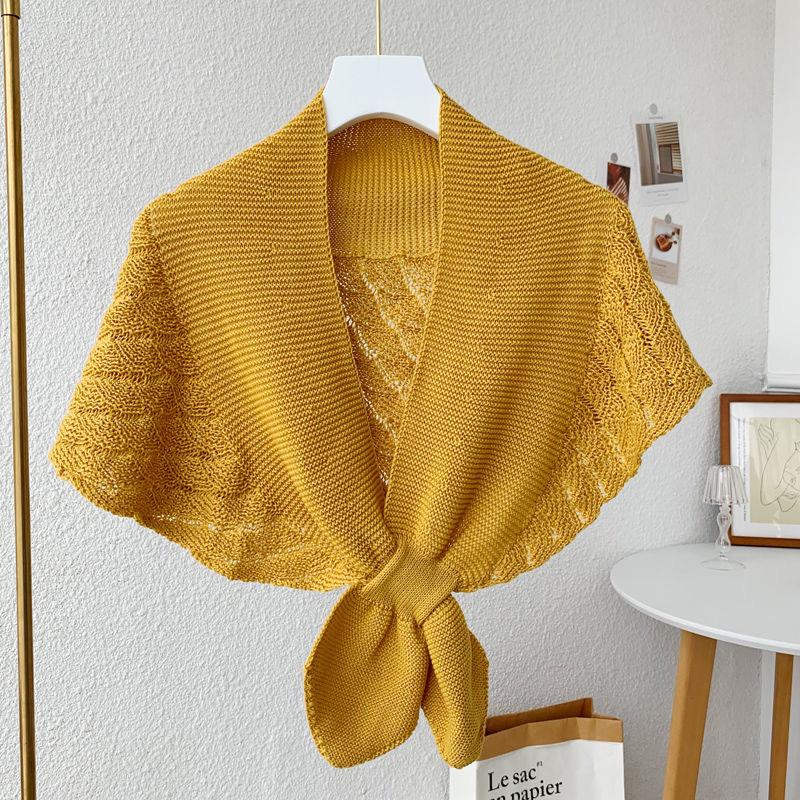 Women Knitted Warm Shawl Plain Neck Guard Scarves Solid Color Blouse Shoulders Fake Collars Summer Air-Conditioning Outer Tower