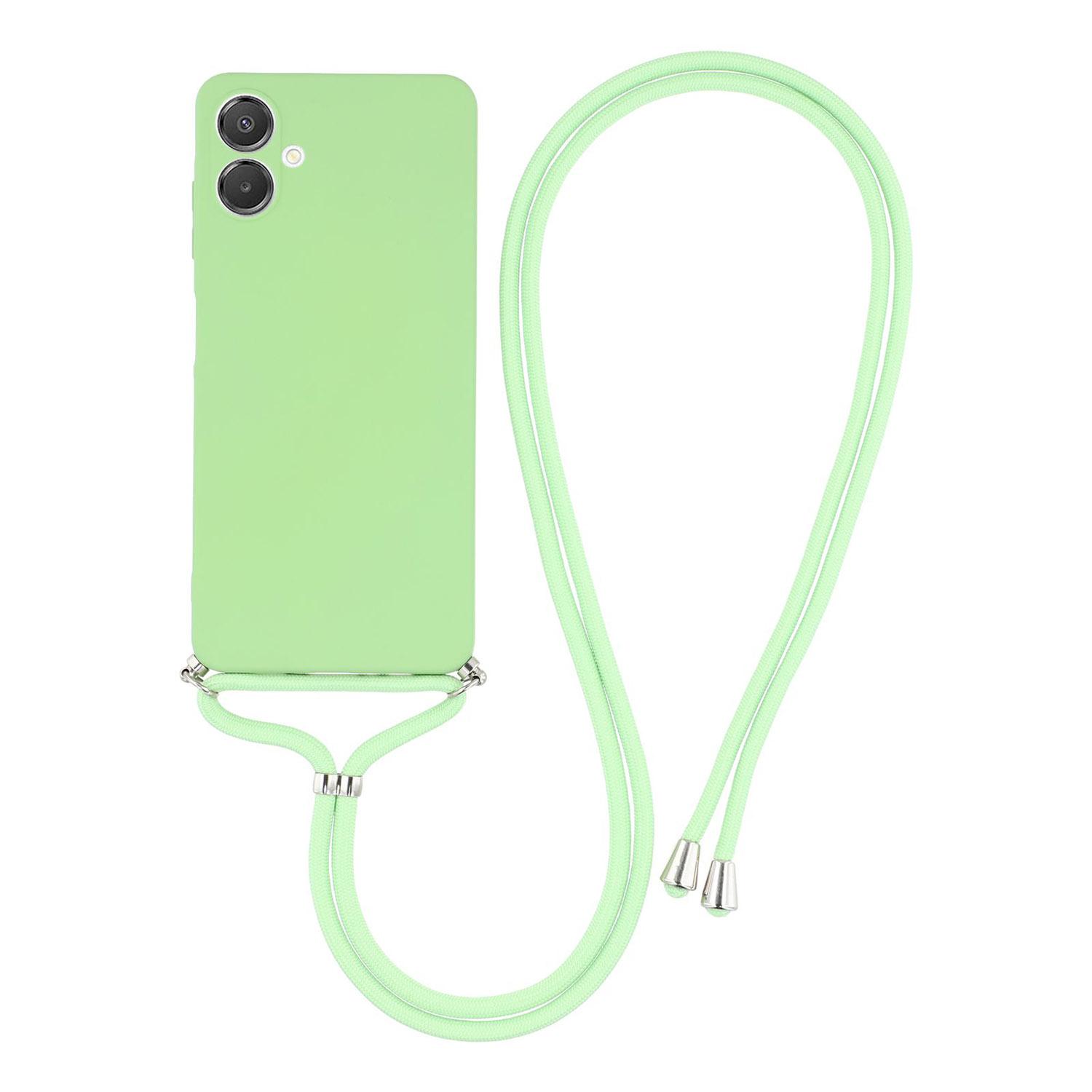 

For Samsung Galaxy A07 4G Case Flexible TPU Fiber Lining Anti-Shock Crossbody Phone Cover Matcha Green