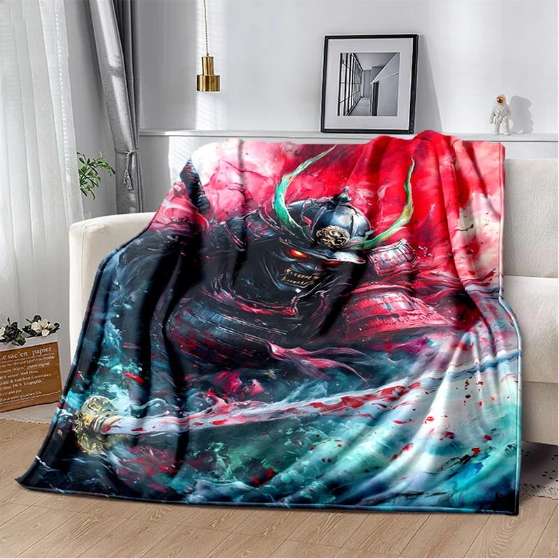 3D Japanischer Samurai Bushido Katana Cartoon Spiel Decke, Weiche Kuscheldecke für Zuhause Schlafzimmer Bett Sofa Reise Picknick Abdeckung Kinder
