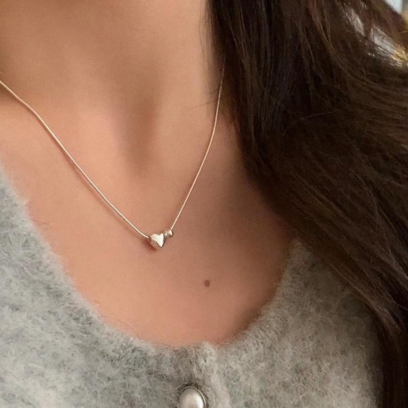 New 925 Sterling Silver Heart Necklace Personality Charm Love Pendant Choker Birthday Gift for Friends Exquisite Jewelry