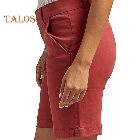 Shorts femininos de verão, slim fit, reto, comprimento até o joelho, esportivo, cor sólida, bolsos, cintura alta, casual, uso diário, shorts