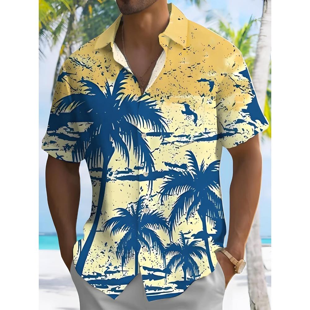 Nuova Camicia da Uomo Hawaii Primavera/Estate Moda Tempo Libero Passeggiata in Città Turista Spiaggia Stampata Completamente Aperta Manica Corta Bottoni, Spedizione Rapida
