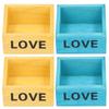 4Pcs Plant Pot Vintage Wooden Succulent Planter Box Flowerpot for Indoor Desktop Decoration