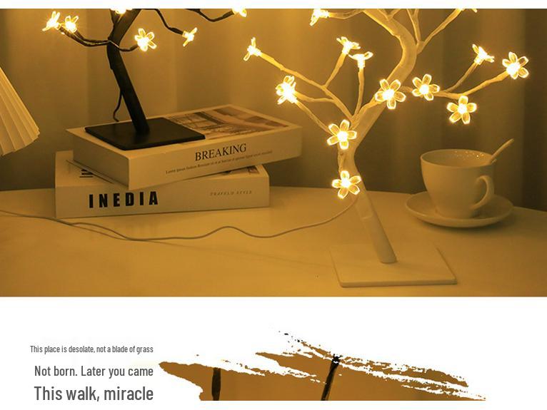 Cherry Blossom & Maple Leaf LED Tree Night Light - Creative Desktop Decoration Atmosphere Lamp