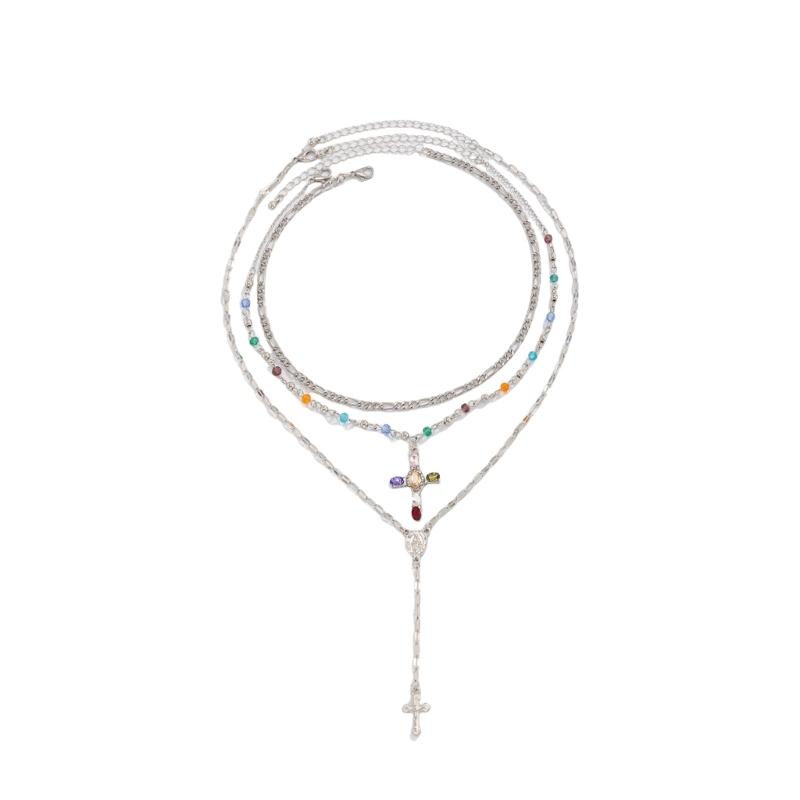 

Multilayered Crossed Pendant Necklace Adjustable Chain Jewelry Lightweight Design For Casual And Formal Outfits