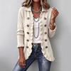 Women's Long Sleeve Ruffled Knit Cardigan Color Casual Top