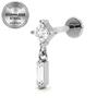 Euro Cross 316L Stainless Steel Heart-Shaped Zircon Threaded Ear and Lip Stud.