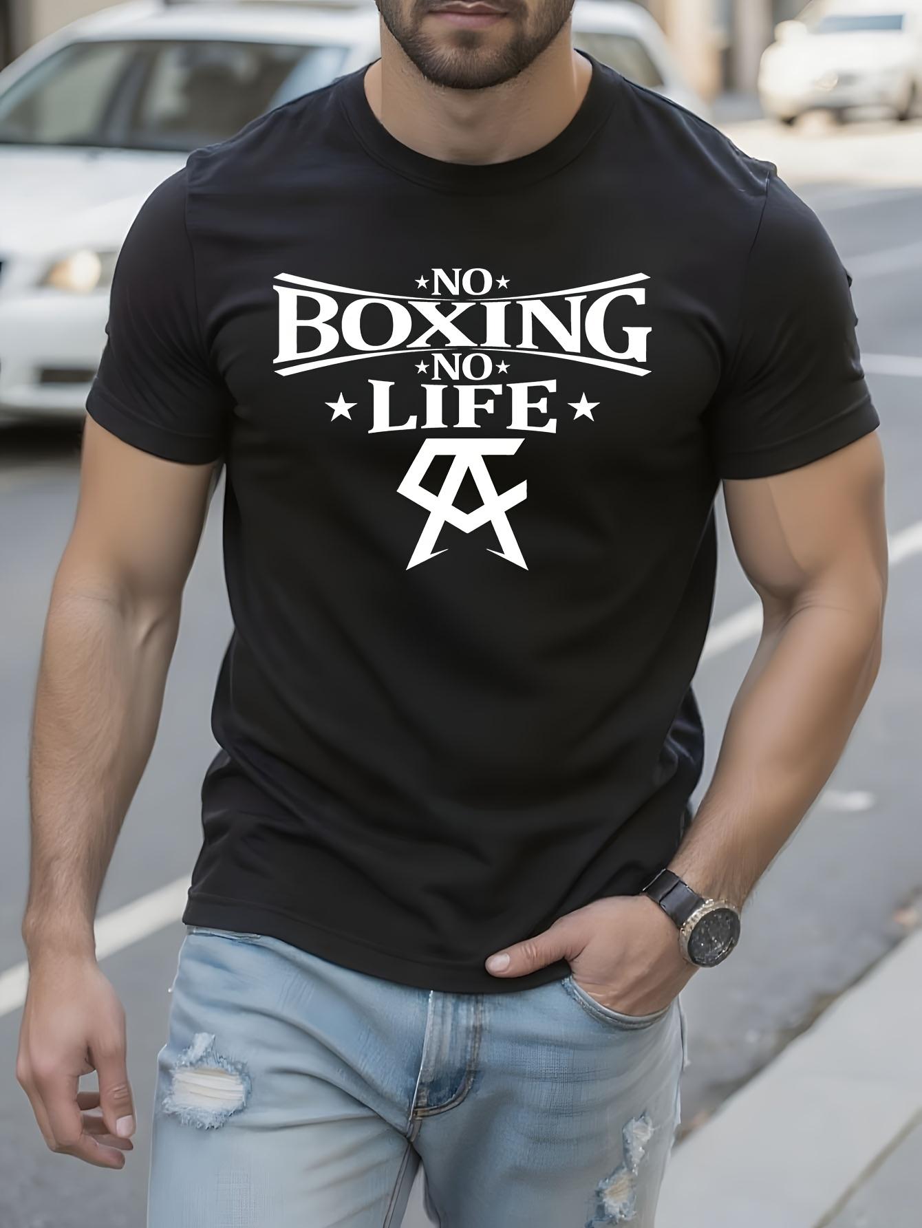 Heavyweight Cotton Tshirt No Boxing No Life Graphic Tee w... XXXXL