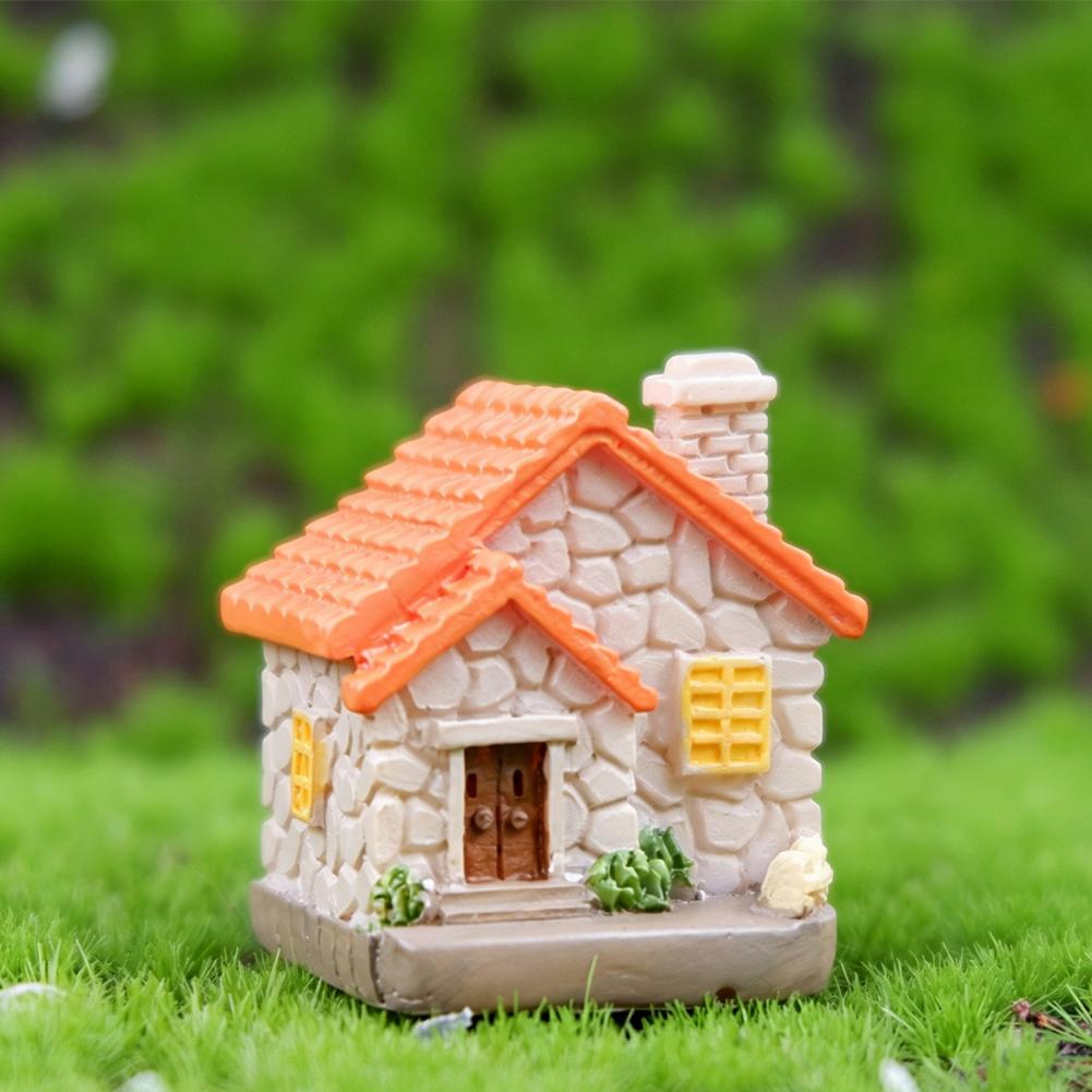 Small Space Decoration Mini House Figurine Resin Model Fairy Garden Miniature Building Moss Landscape Craft Decor for Diy Home