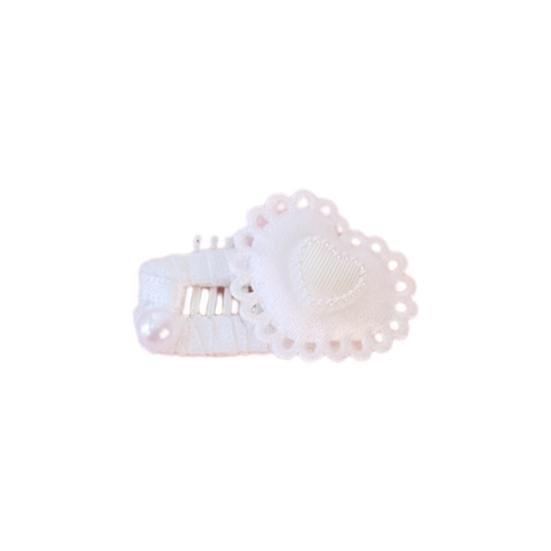 Pet Hairpin Cute 3D Heart Dog Hair Clip with Faux Pearl Long Hair Cat Macrame Heart Headdress for Small Pets Accessories
