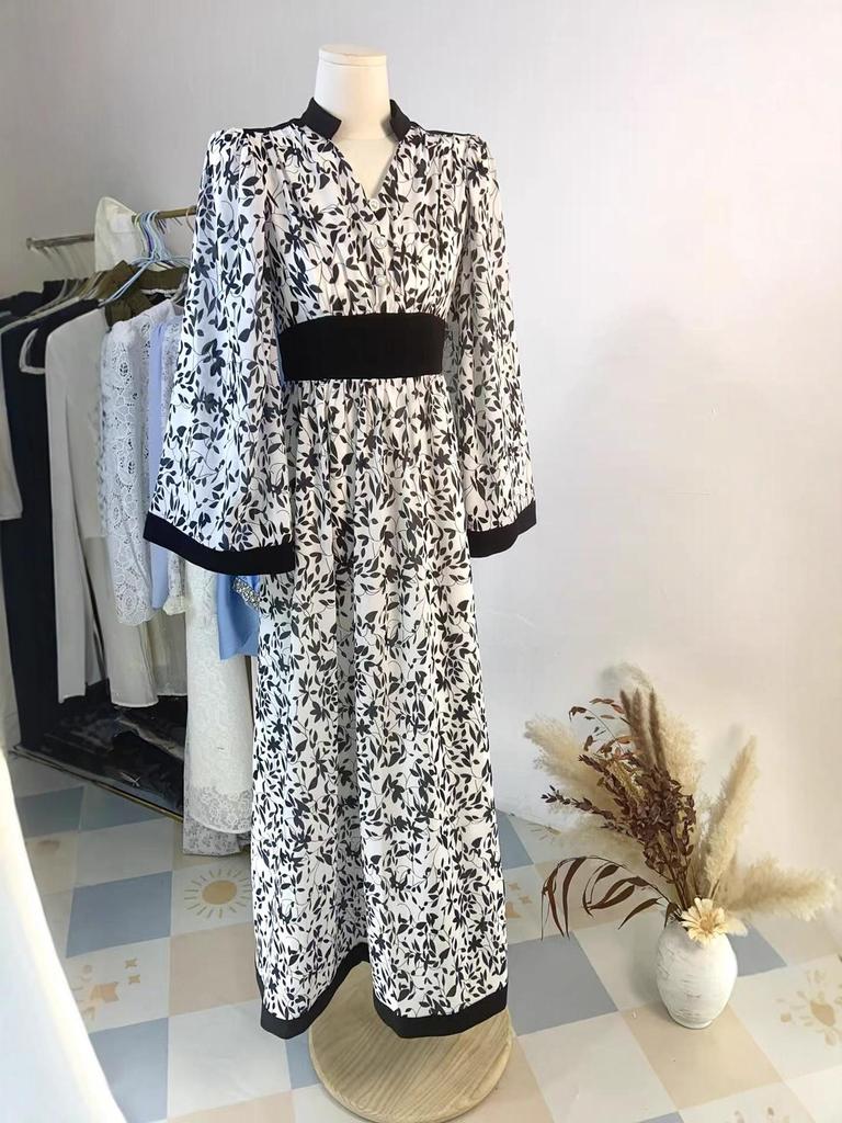 2024 Autumn Middle Eastern and Western Elegant Print Dress
