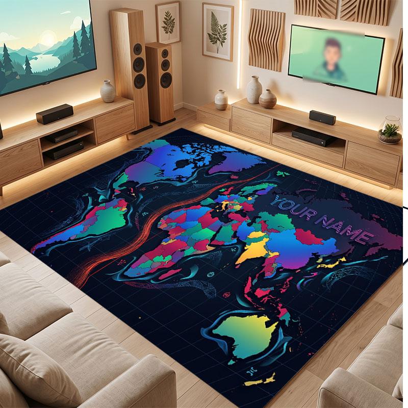 Abstract Personalized Theme Crystal Velvet Floor Rug Personalized Custom Name Text Warm Carpet Home Decoration