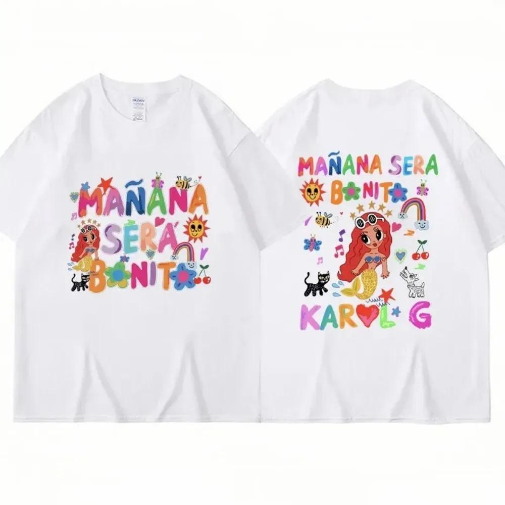 

Karol G Manana Sera Bonito Tshirt Men Cotton T-Shirt Trend Print Oversized Women Tee Short Sleeve T Shirt Streetwear Clothes Top XXXXXL білий